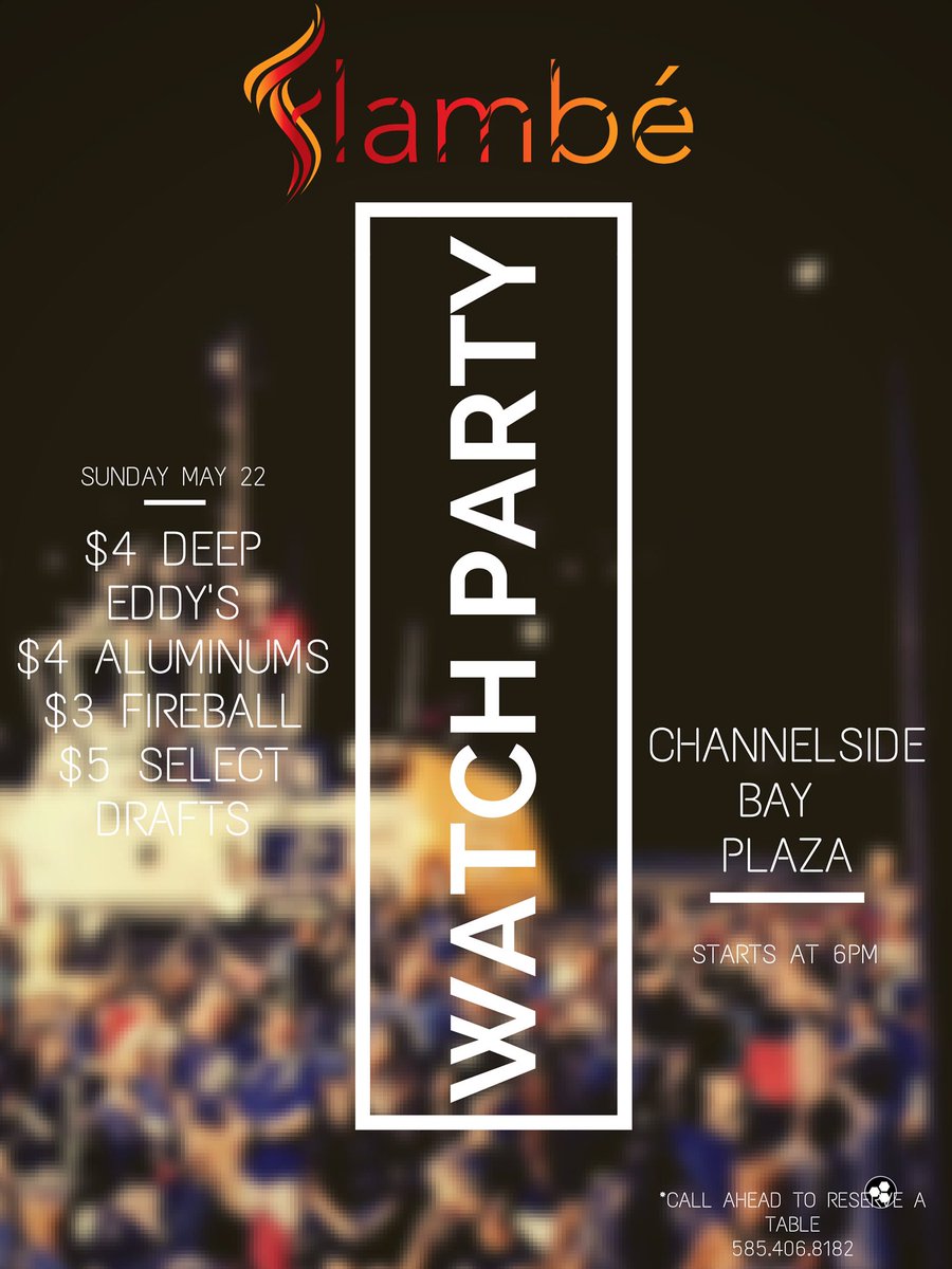 ChannelsideTwrs's tweet photo. No plans for Sunday's watch party in @ChannelsideTPA? Head to @flambe_tampa for great seats, drinks, and food! https://t.co/JeE3ppjjQw