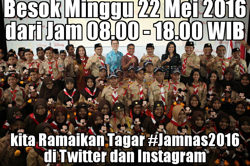 kwarnas's tweet image. Hai Hai kak, besok Minggu 22 Mei 2016 jgn lupa kita ramaikan tagar #Jamnas2016 di media sosial ya. Jam 8-18 WIB