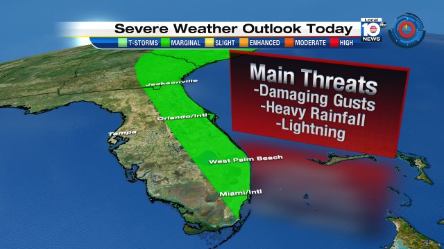A steamy day will lead to storms that may be severe this afternoon. #SoFlo under a marginal risk. #Flwx https://t.co/0FW7W08lxX