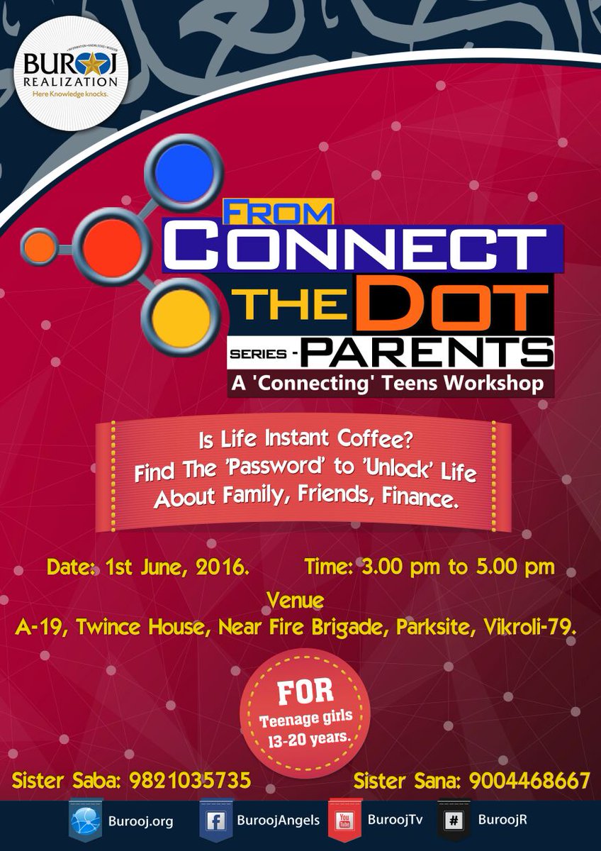 DawoodMindset's tweet image. Our #parenting are the greatest gift we have.  
Connect the dots. Workshop for teens @BuroojR 
@IndIslamicEvent