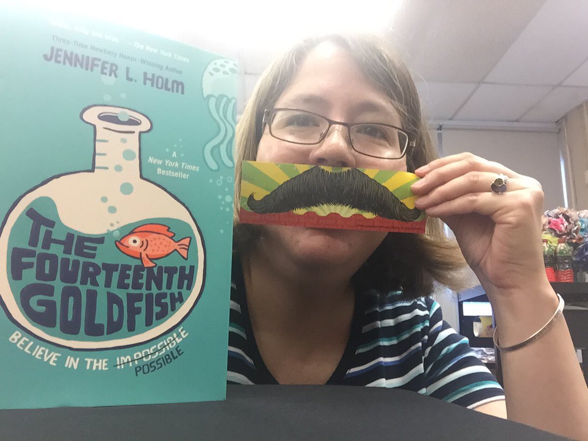 VinelandLibrary's tweet photo. Come hear why "The Fourteenth Goldfish" is a #GreatRead and get a #mustache #bookmark! #MathandELADay #VPL #VPS https://t.co/DmgzuGfciR
