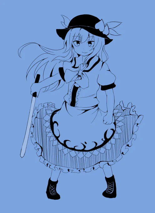 #深夜の真剣お絵描き60分一本勝負天子ちゃん初描き!難しかった・・・ 
