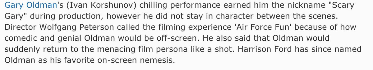 jaxbra's tweet photo. Watching Air Force One (again) and this is my favorite entry in #imdb trivia.
#AirForceFun https://t.co/S36md0Hnci