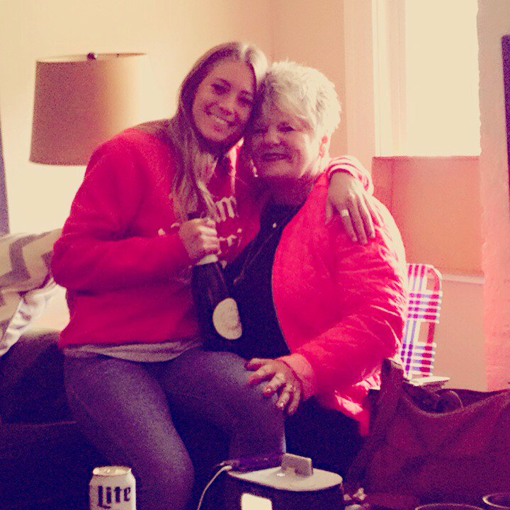 Allie getting Grandma #TurnT sippin 😂 bottles!! Sittin on a lawn chair #collegefurniture #keepinitclassy