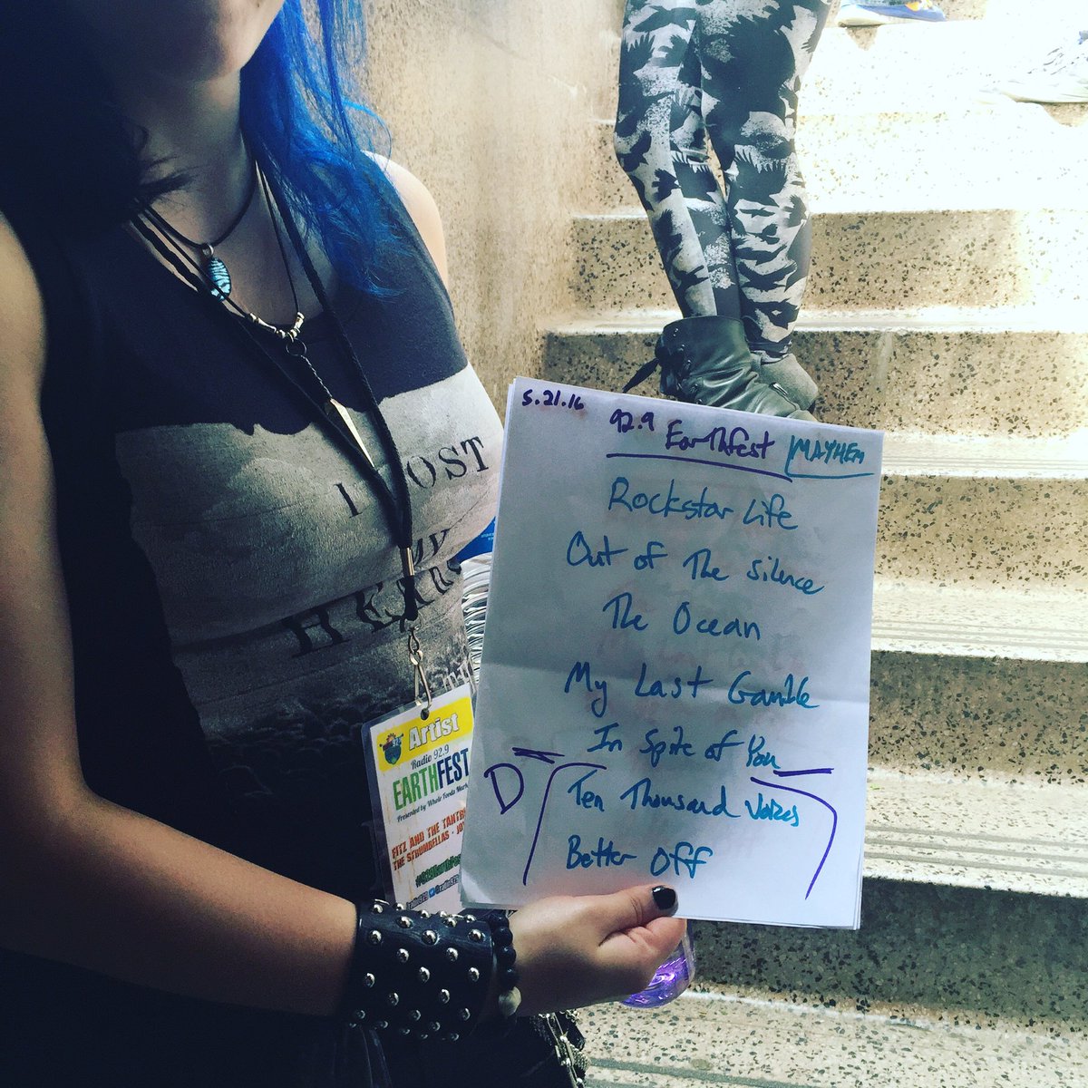 rock929ROCKS's tweet image. Set list for local openers @Flight_of_Fire before they hit the stage at #929earthfest