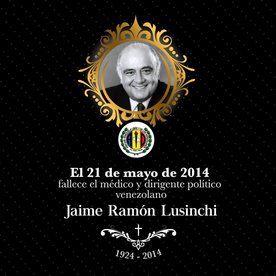 ADemocratica's tweet photo. Jaime Lusinchi, ilustre compañero, hombre de medicina y demócrata, orgullosos de su legado en el partido #ADelante https://t.co/1USHQjjeRu