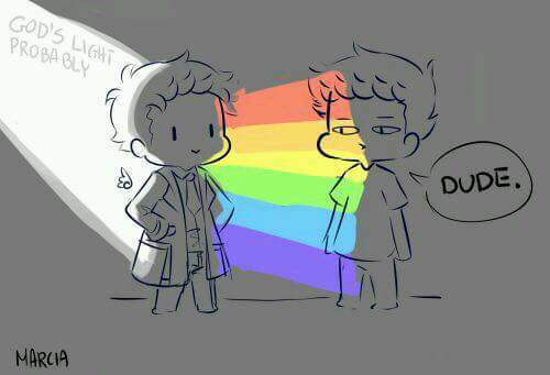 Cap_Tttt's tweet photo. Now we know why that light is rainbow !
#GodIsBi
#SPNConInIndia https://t.co/NGo294Pn11
