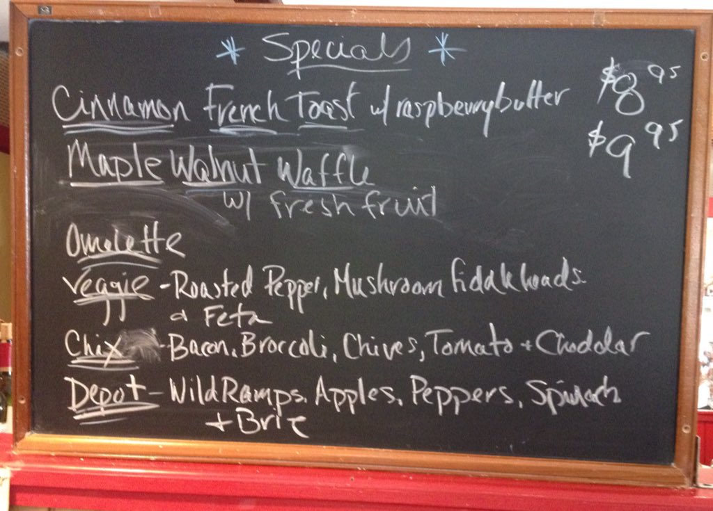 ACPress_Nevitt's tweet photo. Fiddleheads &amp; ramps on the menu at Little Rooster Cafe in Manchester, Vt. Talk about locavore cuisine. #acpress https://t.co/mgTbCbBzJ0