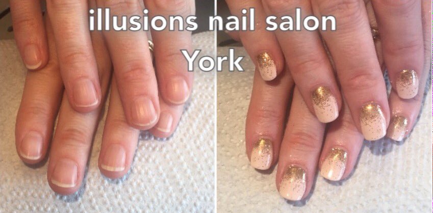 IllusionsYork's tweet photo. #CND #cndshellac #vinylux #beforeandafter #nails #nailart #nude #glitter #ombre #bling #weddingnails #nailpro #love💅 https://t.co/pLLVYhZd1p