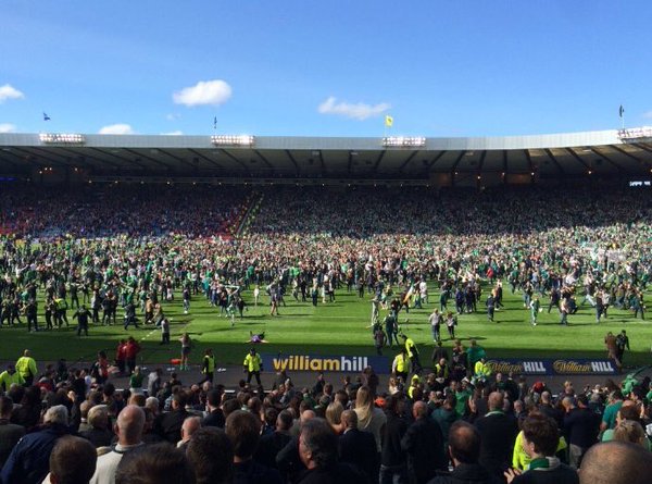 Image result for scottish cup final hibs pitch invasion