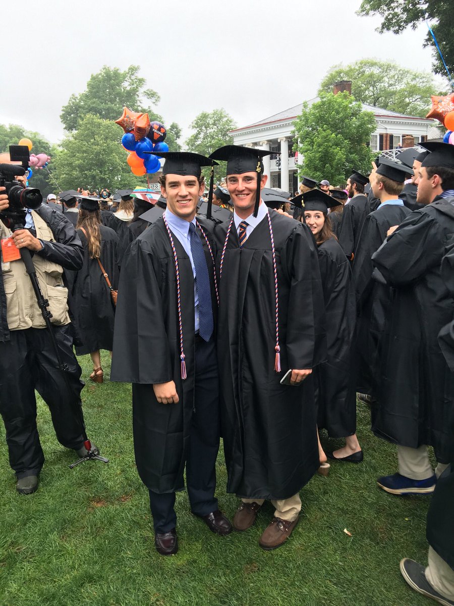 UVABaseball's tweet photo. GRADUATES! Congrats @KTDoherty28, @RobbieComan &amp; David Rosenberger! Proud of you! #UVAGrad https://t.co/cOMm6mysOS