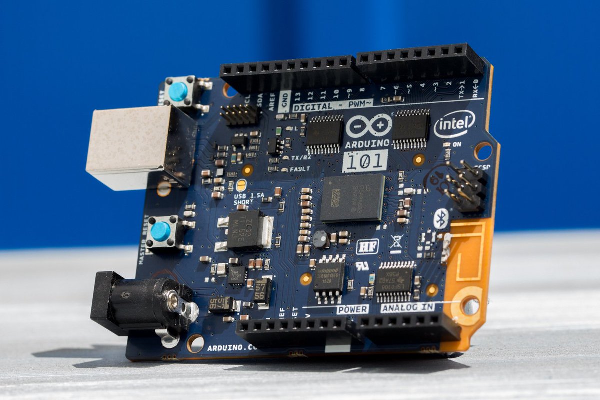 intel's tweet image. Saturday @makerfaire. Gearing up with our latest tech innovations. #arduino101 #intel #MFBA16