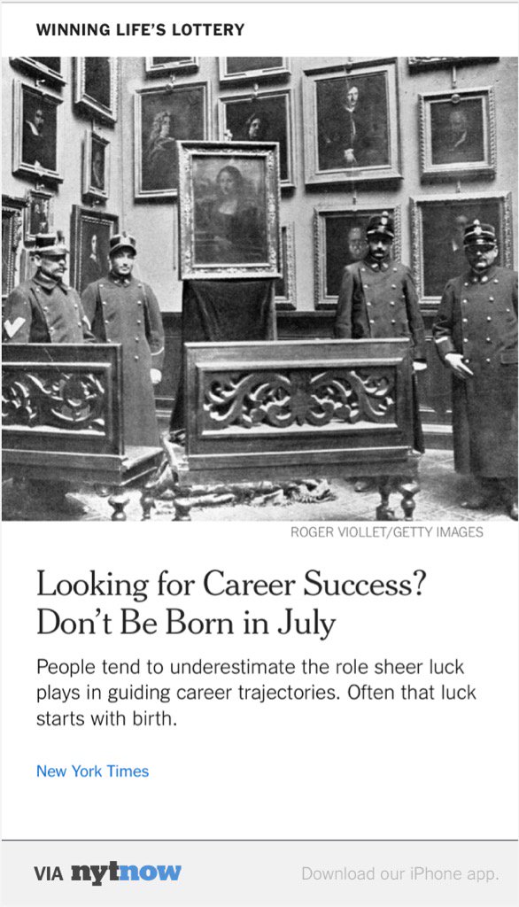 dradrianooi's tweet photo. Interesting Sat morn article: Are You Successful? If So, You’ve Won the Lottery @NYTNow https://t.co/gTT09Qv9AW https://t.co/aNIKyeCLh7