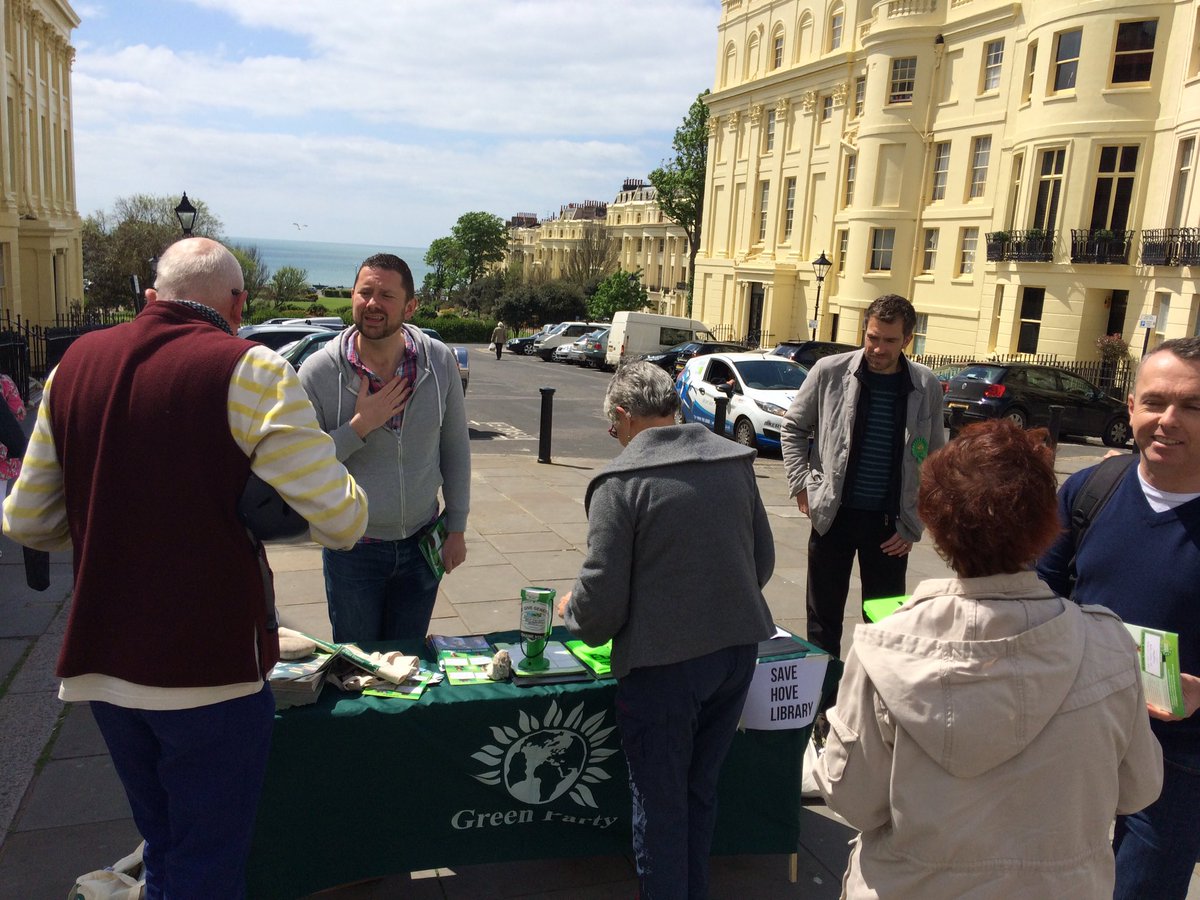 BHGreens's tweet photo. Vry busy at our #GreenerIn stall talking about #EUref & #SaveHoveLibrary @CarolineLucas @Phelimmac @Brunswick_Green https://t.co/cSl4afjVDv