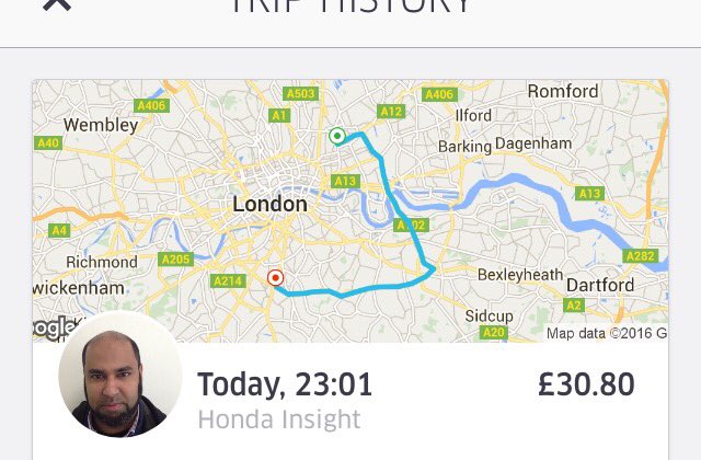 FrannieAlice's tweet photo. @Uber_Support @Uber your drivers need to get real. These two rides taken last night are a piss take @Ryan_Gillett1 https://t.co/nmIkXukgQx