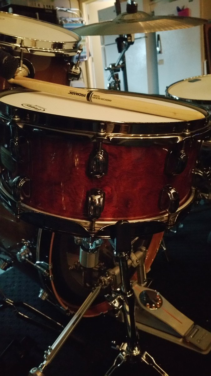 AdamHDrums's tweet photo. Loving the sound from this one #babinga #tama #snare #blacknickelhardware #drummers #drumming #drumlife https://t.co/siidIIp9p4