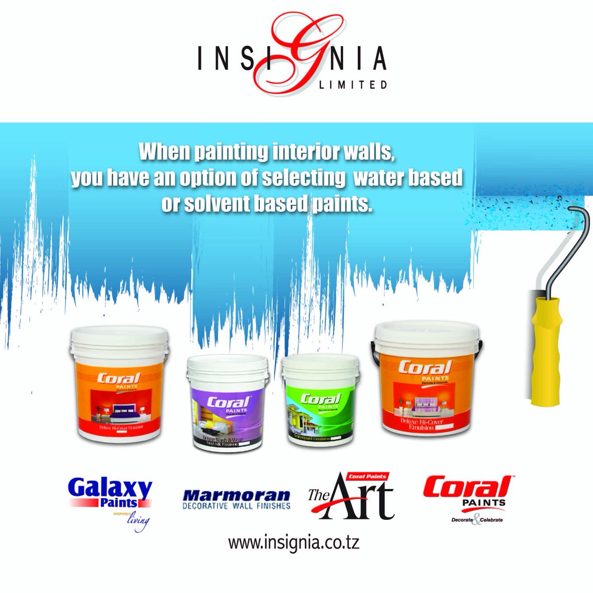 InsigniaTz's tweet photo. When #painting interior walls, you can select water based or solvent based paints from #CoralPaint's Deluxe Hi Cover https://t.co/CUdD3lRilV