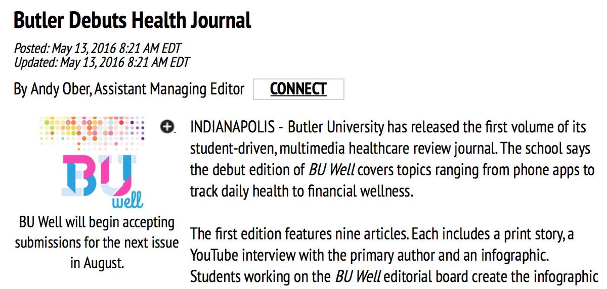 Thanks 2 <a href="/IIB/">Inside INdiana Business</a> with <a href="/GerryDick/">GerryDick</a> for featuring <a href="/BUWellJournal/">BUWellJournal</a>!!! insideindianabusiness.com/story/31965767… #wellness #healthcare #GoDawgs