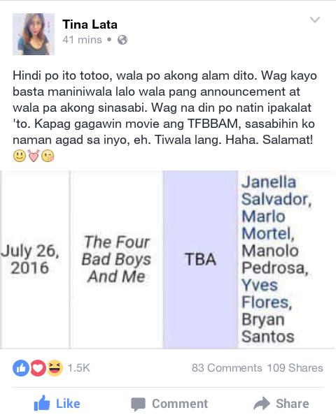 T4BBAM's tweet photo. Para po sa lahat ng nagtatanong kung magiging movie daw ba ang TFBBAM. Please read. Thank you. :) https://t.co/mccjL3YhJr