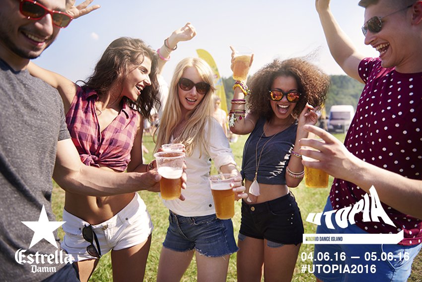 ¡Una buena <a href="/EstrellaDamm/">Estrella Damm</a> para recargar energías en #UTOPIA2016! ¡No podemos esperar a bailar bajo el sol de Madrid!