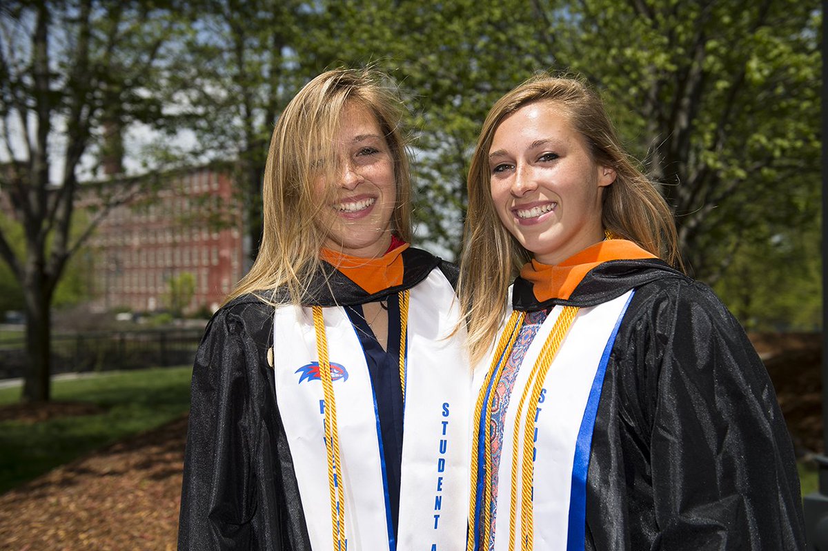 Our program's first ever seniors graduate today! Congrats Laura &amp; Elizabeth! #UnitedInBlue #AlwaysARiverHawk
