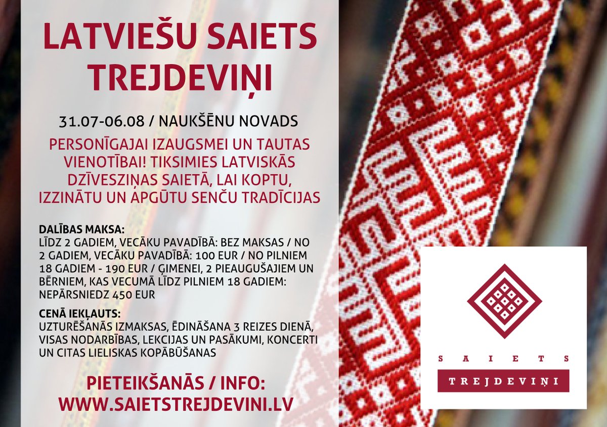 Ko darīsi Tu no 31.07. - 06.08? #saietstrejdevini