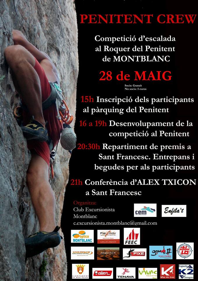 #PenitentCrew a #montblanc.Trobada d'escaladors. <a href="/FEEC_cat/">FEEC</a> <a href="/ajmontblanc/">Ajuntament Montblanc</a> <a href="/laConcaDiari/">laConcaDiari.cat</a> <a href="/LaConca51/">La Conca 5.1</a> <a href="/desnivelados/">Desnivel</a>