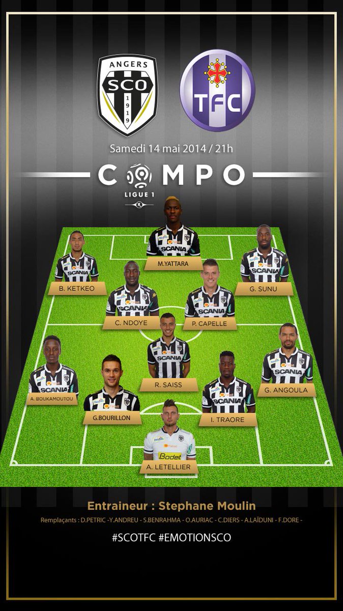 AngersSCO's tweet photo. Le onze angevin pour le dernier match de la saison #SCOTFC #EmotionSCO https://t.co/9SUVs3N2cN