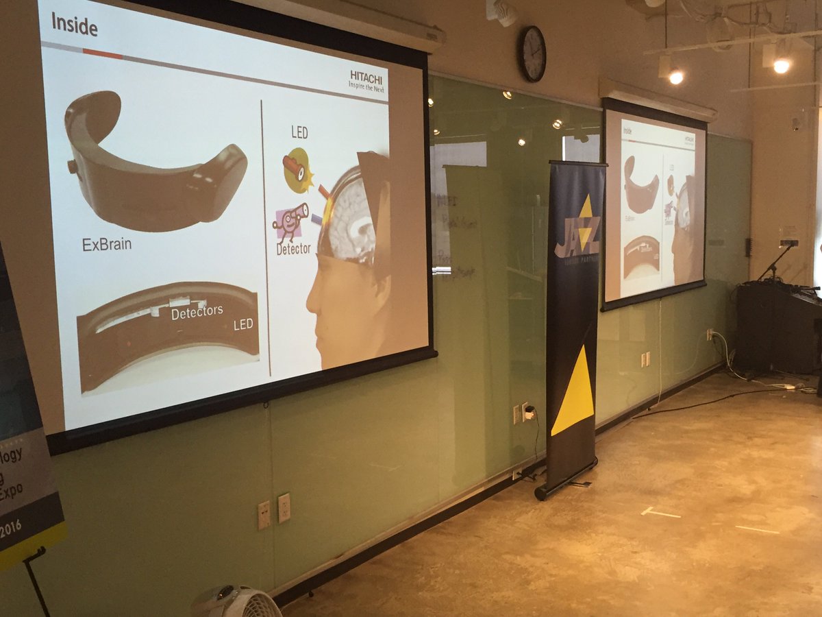 pivotaltracker's tweet photo. @Hitachi presenting their NIR headset for the first time in US at #xtechhack https://t.co/r1upT1rcHP