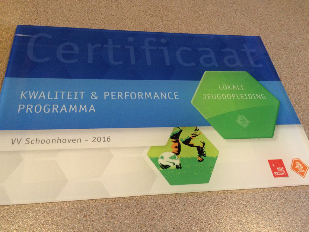 Vandaag het certificaat tot lokale jeugdopleiding aan <a href="/vvschoonhoven/">VV Schoonhoven</a> mogen overhandigen. Gefeliciteerd!