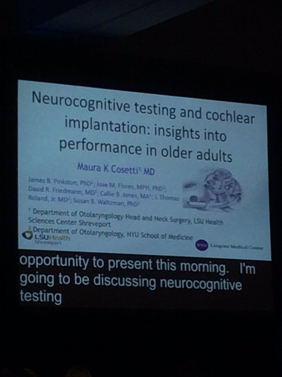 PaddyOHare1's tweet photo. #hearingloss associated with accelerated #cognitive #decline by Maura Cosetti #CI2016 #CI2016Toronto https://t.co/N4v05R3RXn