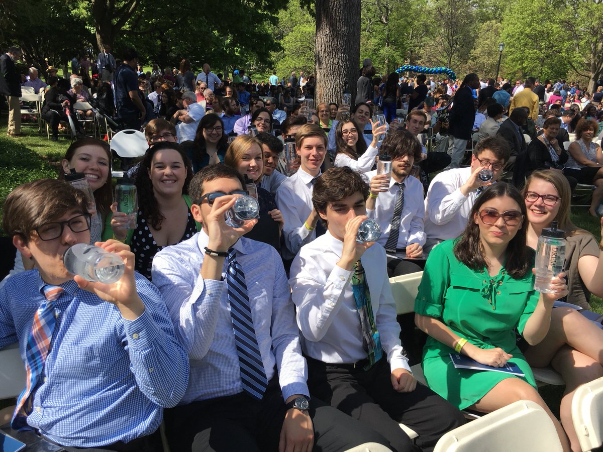 SustainableDrew's tweet photo. Drew Chorale loves the refillable Drew water bottles at #Drew16 Commencement @DrewUniversity https://t.co/qt62fO8F6k