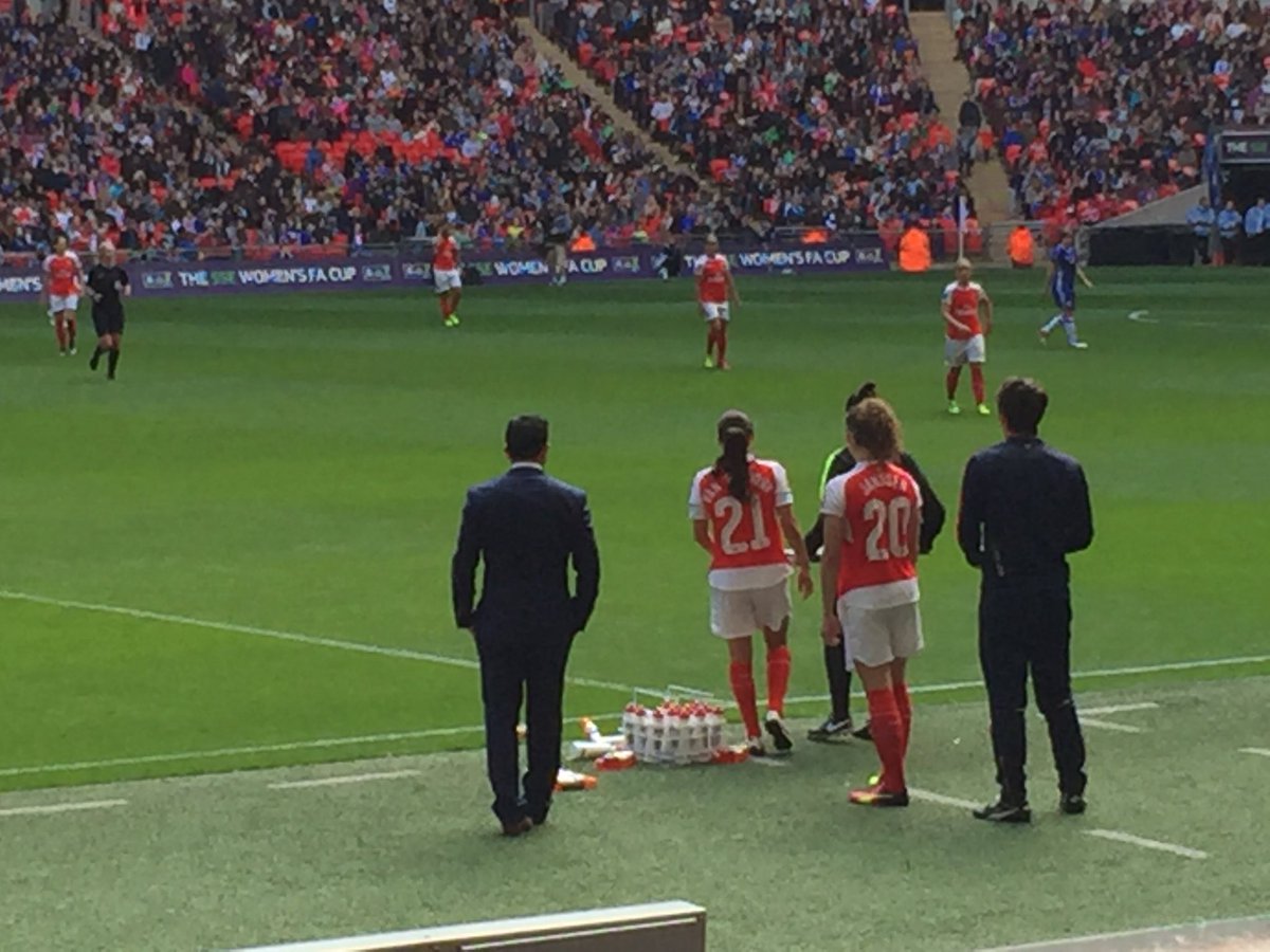 Drie Nederlanders op Wembley 🇳🇱 Naast <a href="/SarivVeenendaal/">Sari van Veenendaal</a> komen @DominiqueJansse en van de Donk in het veld. Come on!