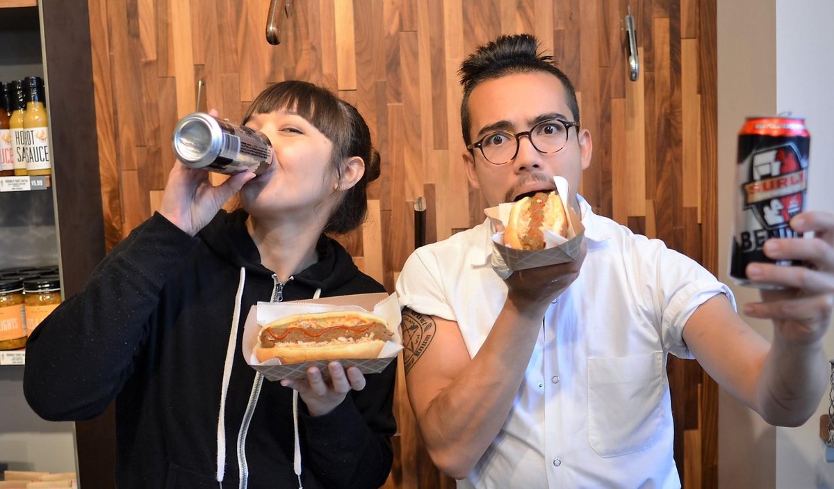 Feeling a little Surly? Maybe you should come try our Bender Beer Brats. Cheers! #allveganeverything