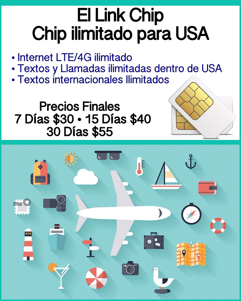 ElLinkChip's tweet photo. Listo para tu próximo viaje? Recuerda comprar tu Chip ilimitado. Escríbenos por Whatsapp al 0979410733 #ElLinkChip https://t.co/dAGkkyhXiR