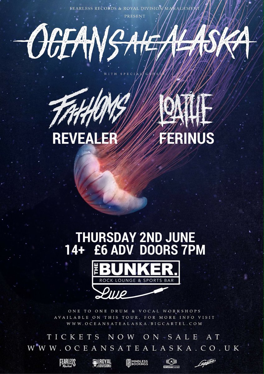 2nd June. Cardiff. <a href="/TheBunkerLive/">The Bunker Live</a> w/ <a href="/oceansatealaska/">Oceans Λte Λlaska</a> and more cool bands. Get down and have a mosh or two.
