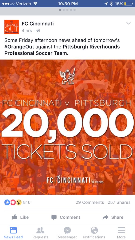 JohnnyLad5's tweet photo. @AlexiLalas @TaylorTwellman we are serious about our soccer in Cincinnati #fccincy #usl #wewantMLS @fccincinnati https://t.co/3gDJqVzizm
