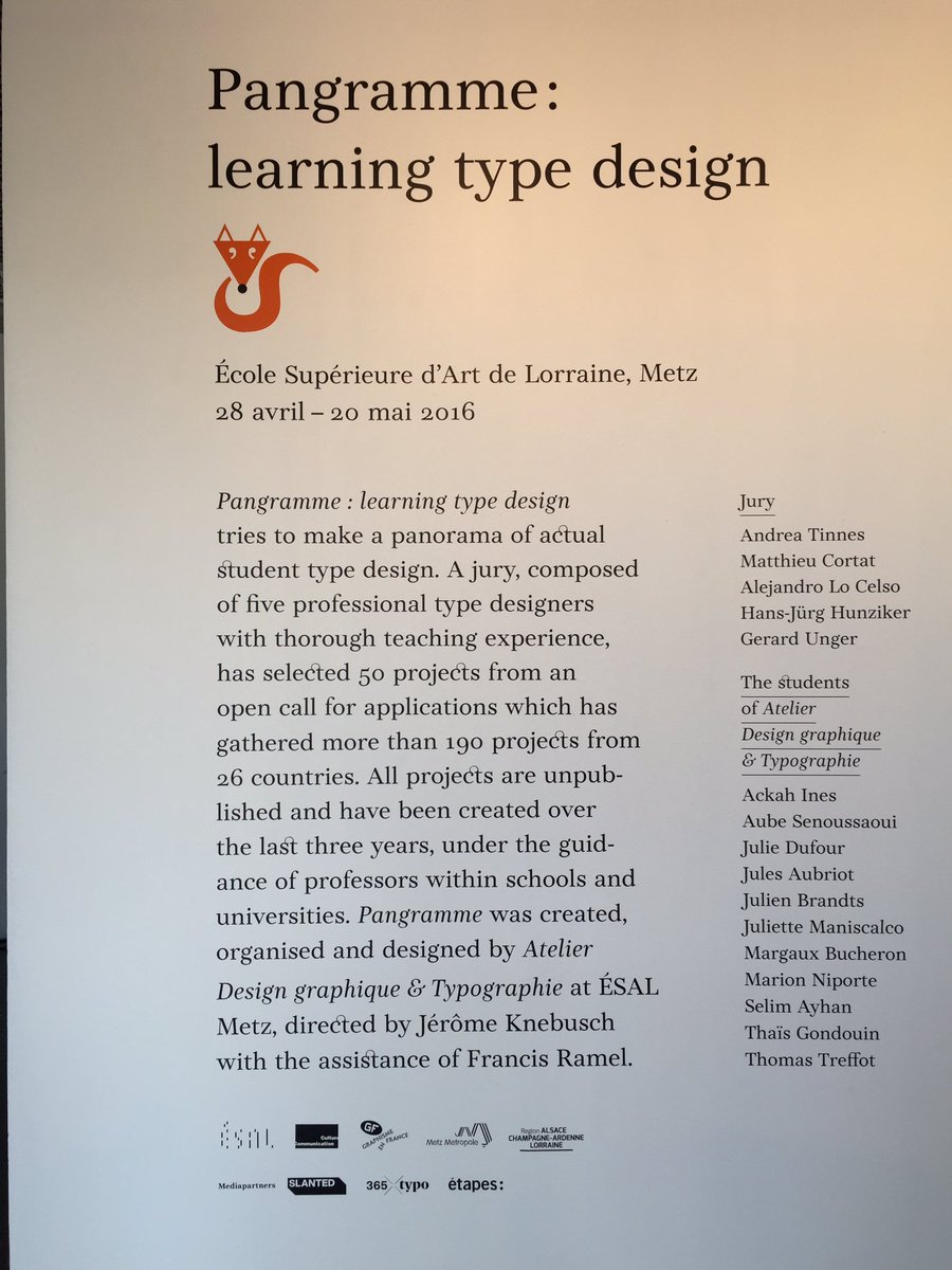 ampersanden's tweet image. #Typo exhibition #Pangramme #esalMetz #typedesign
