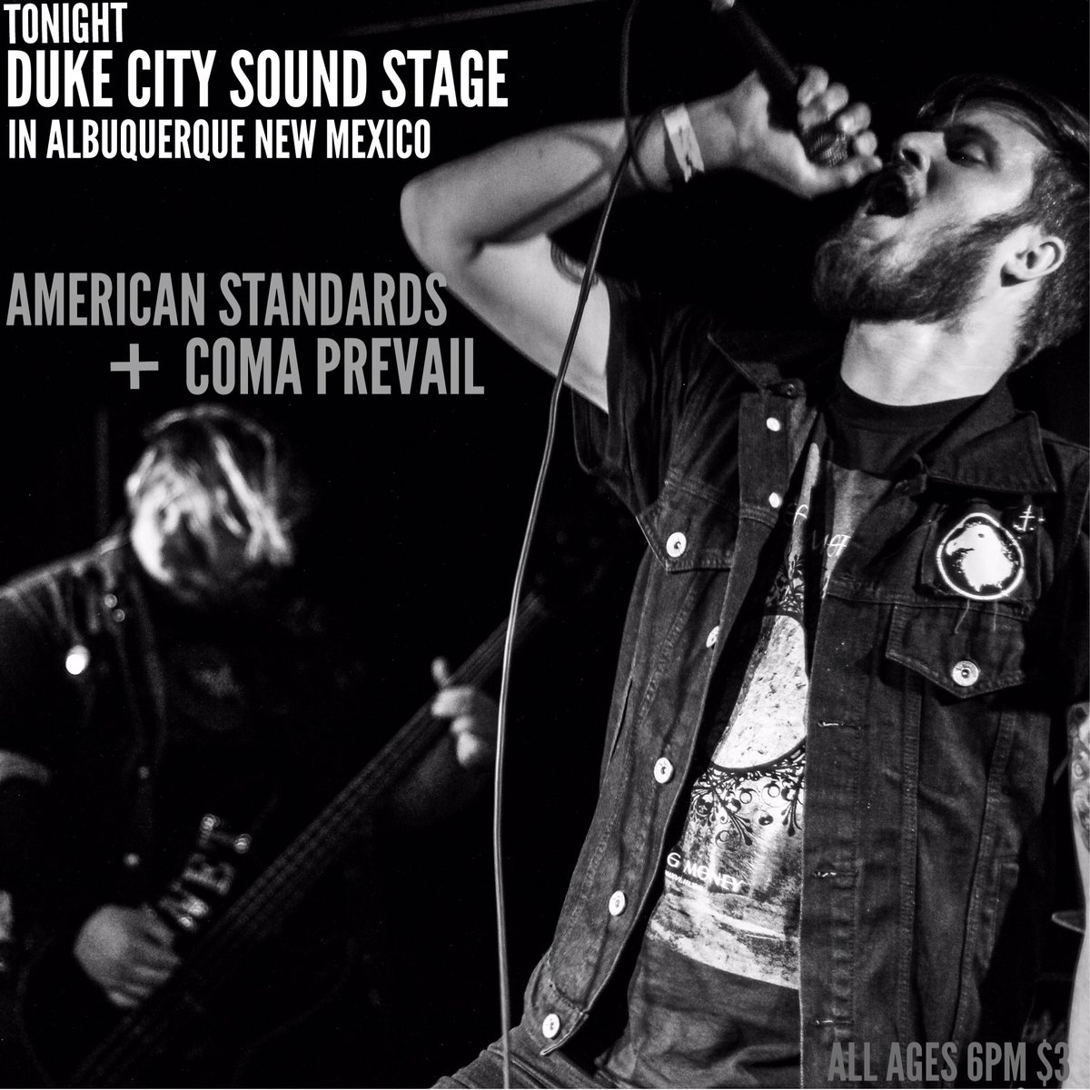 americanstndrds's tweet photo. 3 bucks gets you into the party with us and @ComaPrevail tonight at Duke City Sound Stage in Albuquerque, NM. https://t.co/lo6XS6Hmnr
