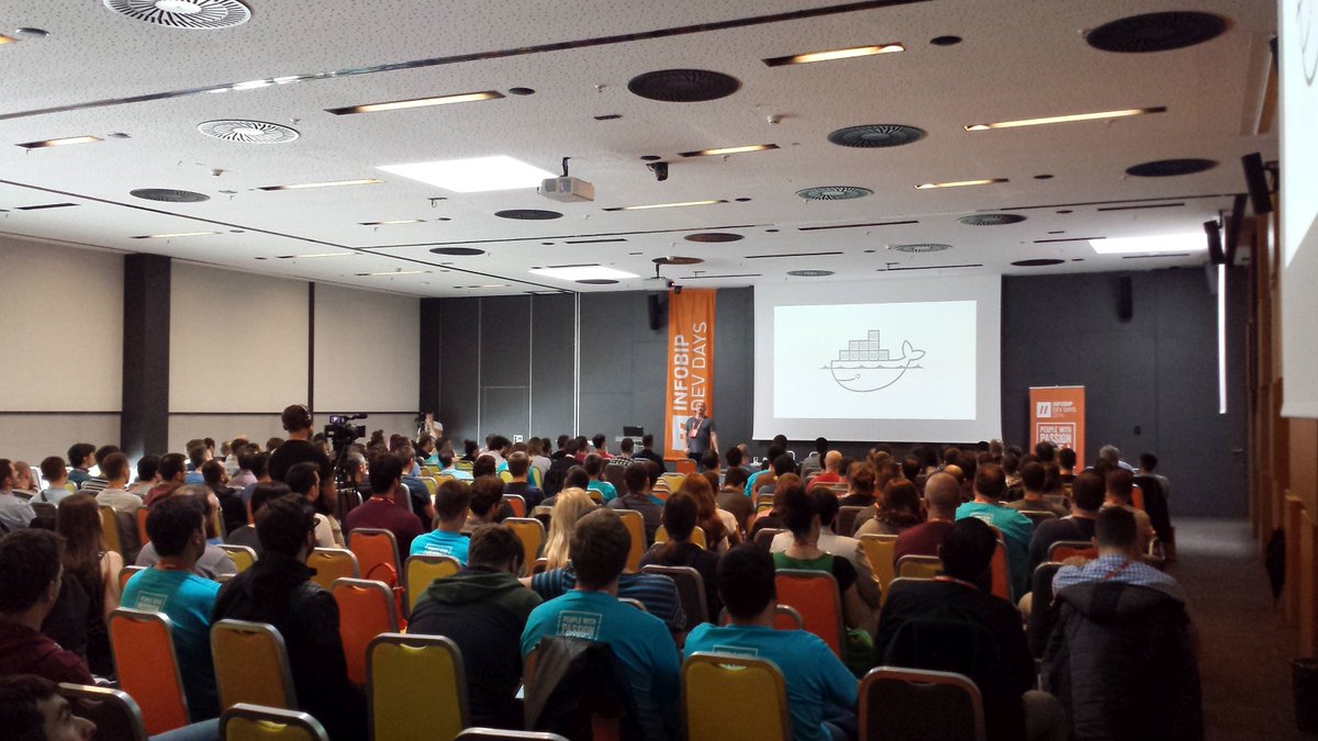 HUJAK_hr's tweet photo. A nice story about #Docker adventures from Marko Stipanov and Mario Žagar at @Infobip #IBDevDays16 https://t.co/B1EaVhFU0v