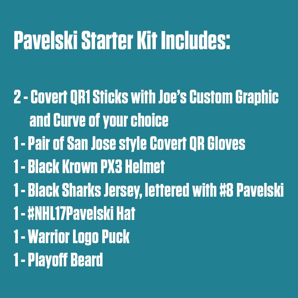 WarriorHockey's tweet image. Grand Prize #NHL17Pavelski Giveaway! The @jpav8 Starter Kit! An 8-item prize! 
Retweet for a chance to win!