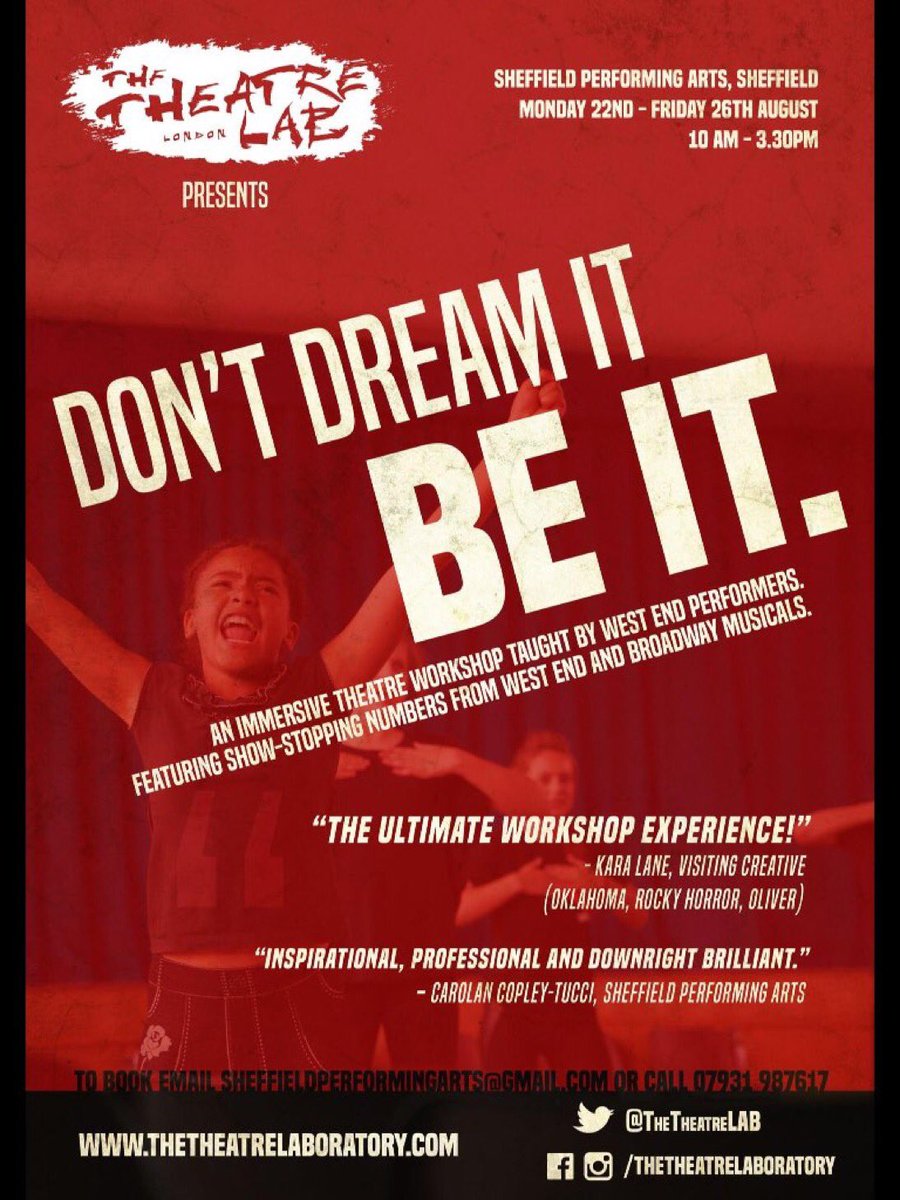 rachel_knowles's tweet photo. @SheffieldHigh don't miss @theTheatreLAB summer workshop. Come &amp; create with top west end creatives and actors.. https://t.co/WTWgLrVNK7