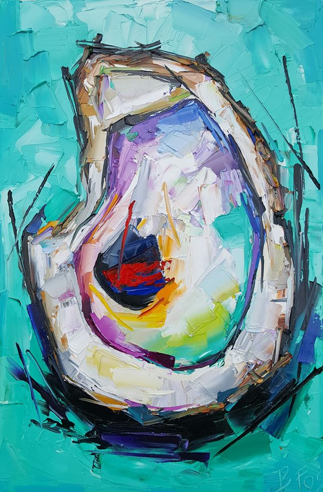"Sunny Sky Oyster" (oil on 24 x 36 inch canvas) #HappySaturday #Oysterpainting #sunnysky