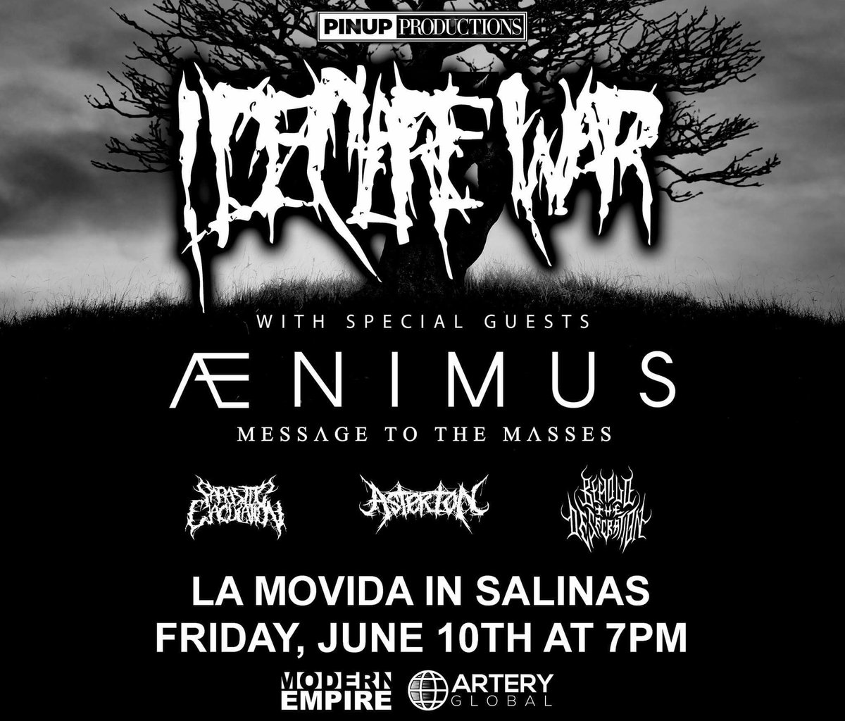 PinUpPresents's tweet image. NORCAL:
6/10 @ideclarewarband 
6/15 @hailthesun 
6/16 @windsofplague 
6/21 @SPITEca 
PinUpPresents.net