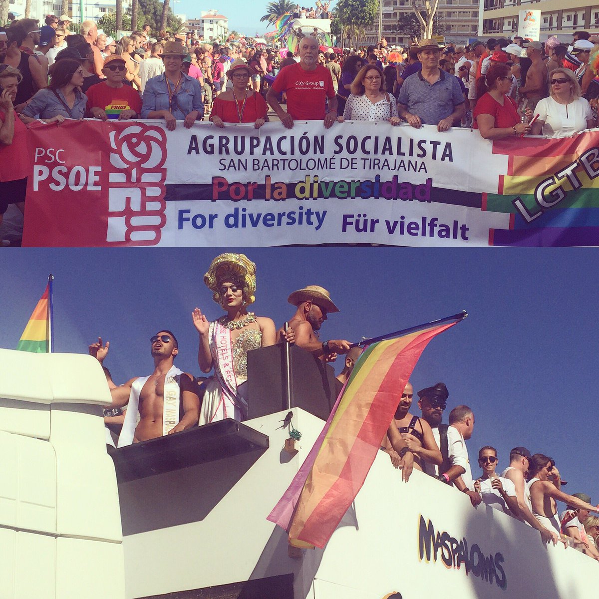 Shangaycom's tweet photo. El desfile de #Mapalomas #gaypride se manifiesta por la diversidad #maspapride ๐ด๐ https://t.co/XGL6H8SIHy