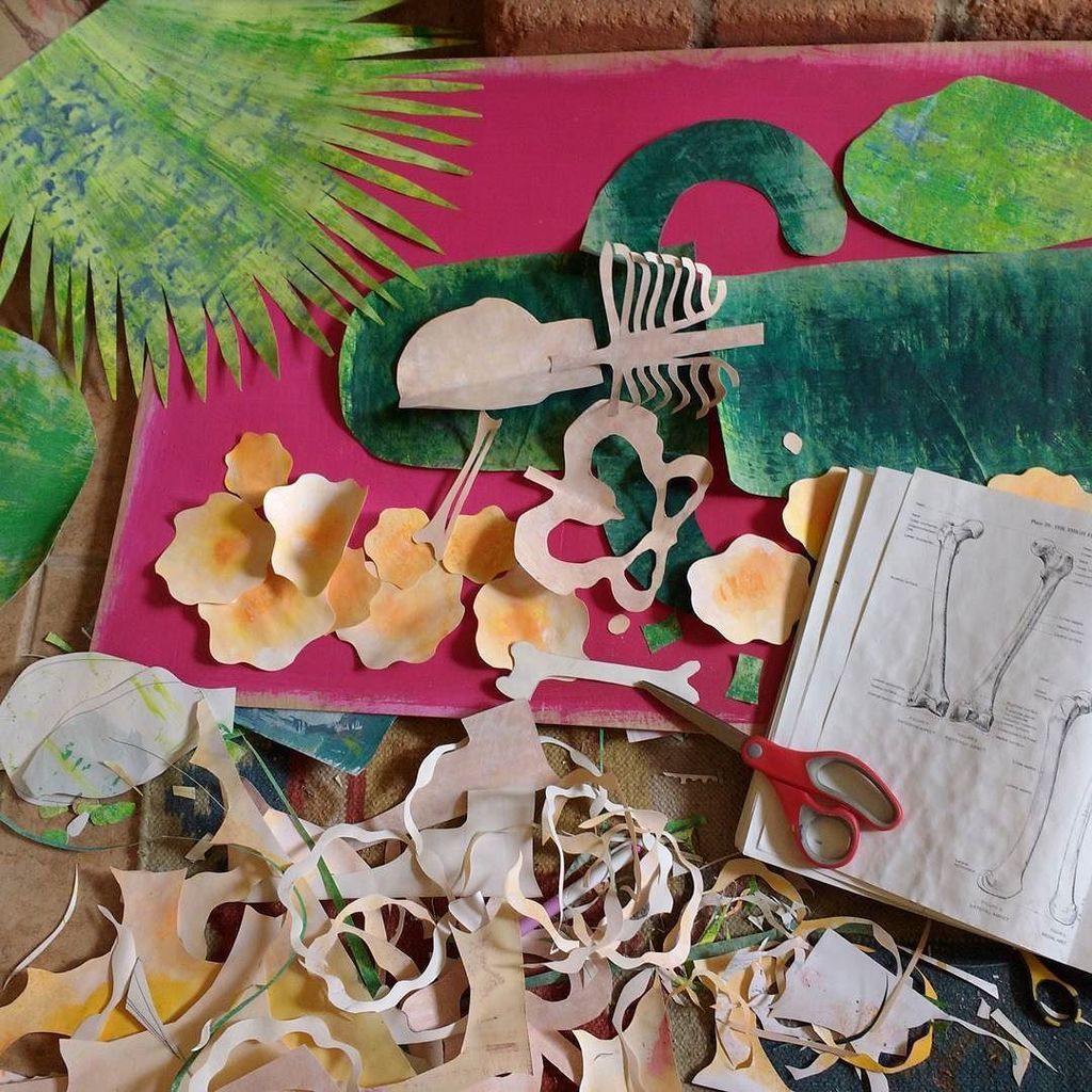 CollageArchive's tweet photo. Taking time out from the mural to work on retablos for galleries. #contemporaryretablos #cactusart #calacas #paperc… https://t.co/PifFpyKwLo