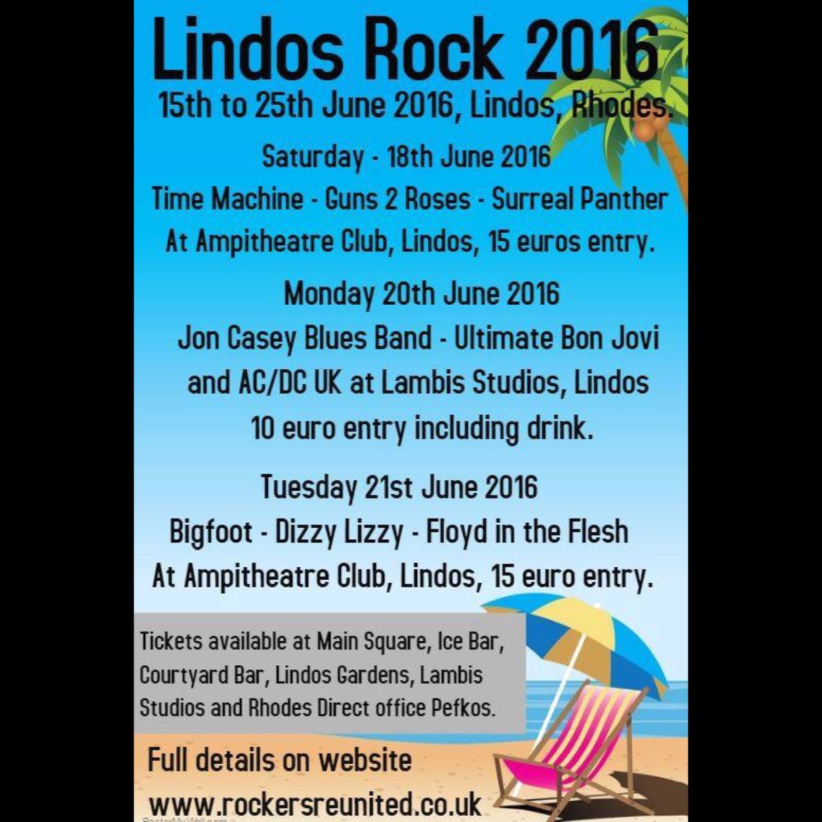 RReunited's tweet photo. Tickets available from our website. Wristbands for full 10 day  VIP event also available. #LindosRock #Lindos #June https://t.co/Y0Ck1vWo6t