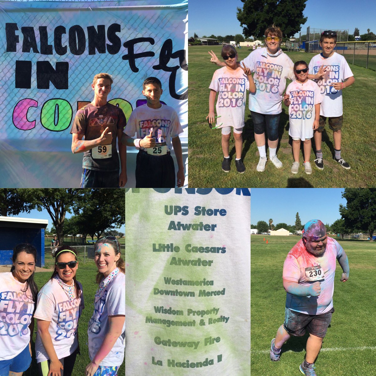 AtwaterFalcons's tweet photo. Thank you to the 325+ that participated in our #FalconsFlyInColor 1st Annual Color Run. Huge thanks to all sponsors! https://t.co/dxJ339U6dY