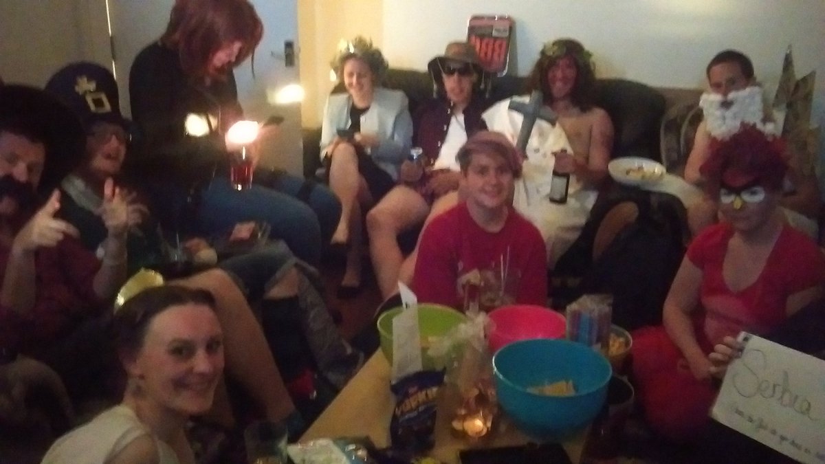 loopyhoopyfrood's tweet photo. Bangor Quidditch team partying to #bbceurovision. https://t.co/8vZeiOnehv