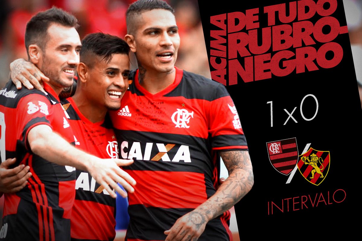 Flamengo's tweet photo. FIM DO PRIMEIRO TEMPO! O #Flamengo vai vencendo por 1 a 0 graças ao gol de Éverton #FLAxSPO https://t.co/rnd9LtUXny